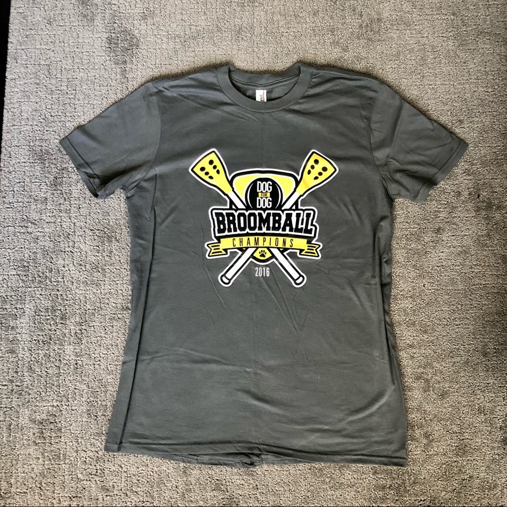 Broomball Champions 2016 Gray Cotton Anvil Graphic Tee Size Medium